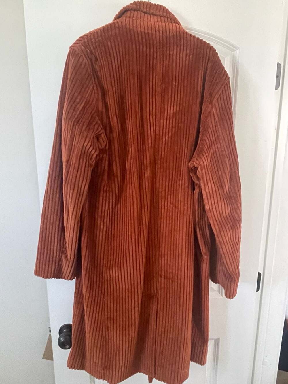 INC International Concepts Rust Brown Corduroy Long Trench Coat Jacket - Picture 2 of 2